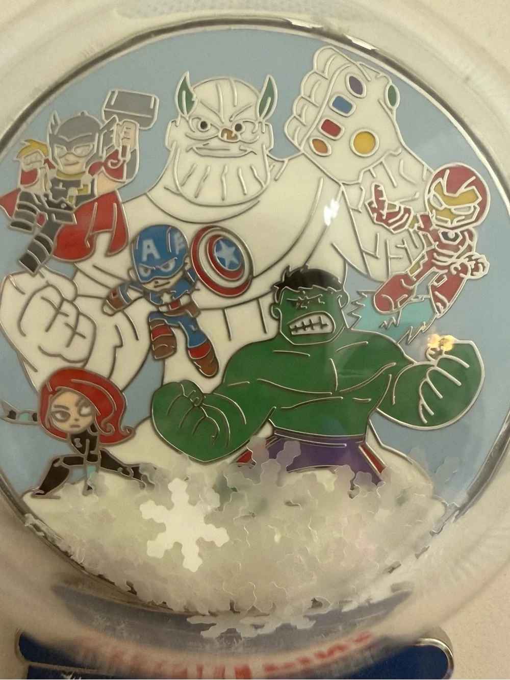 Disney Marvel Avengers Mini Snow Globe Pin 2022 Thanos Iron Man Hulk New